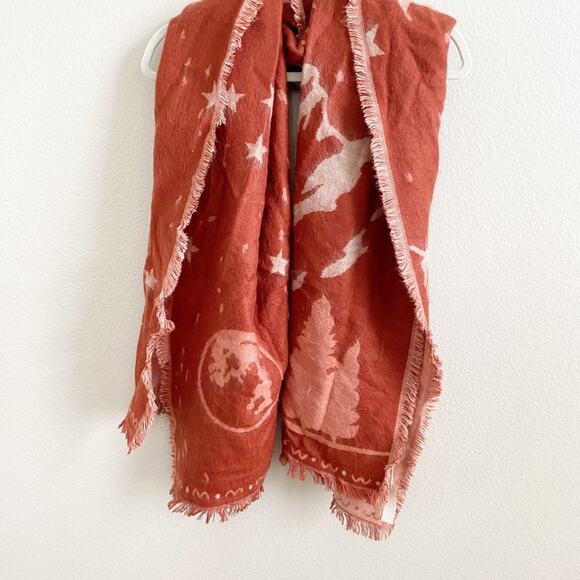 Madewell Starscape Red Fringe Scarf - Picture 3 of 6